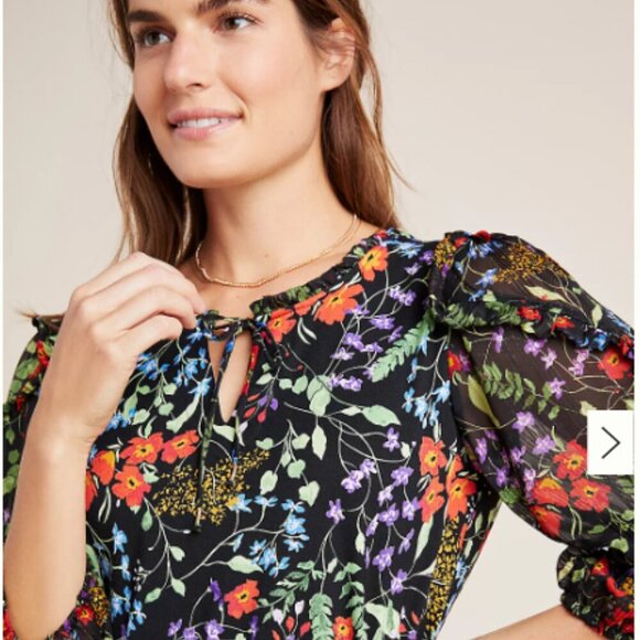 Anthropologie Maeve Jacquin Peasant Blouse Size Medium - Picture 3 of 12